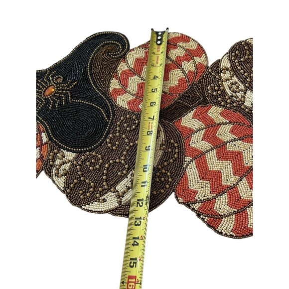 Pier 1 Fall Halloween 37" Beaded Witches Hat Pumpkin Spider Table Runner NWT - Picture 7 of 9